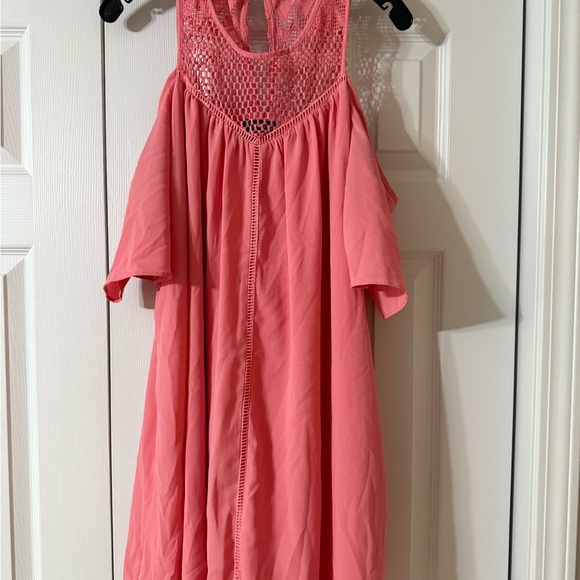 Sequin Hearts Pink Cold Shoulder Sundress - Picture 1 of 5